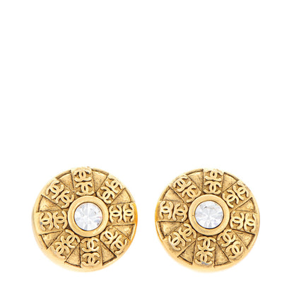 Chanel Crystal Clip On Earrings Gold 1 of 6