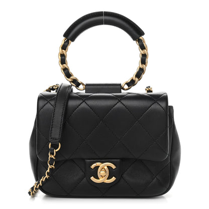 Chanel Lambskin Quilted Small Circular Handle Bag Black 1 of 11
