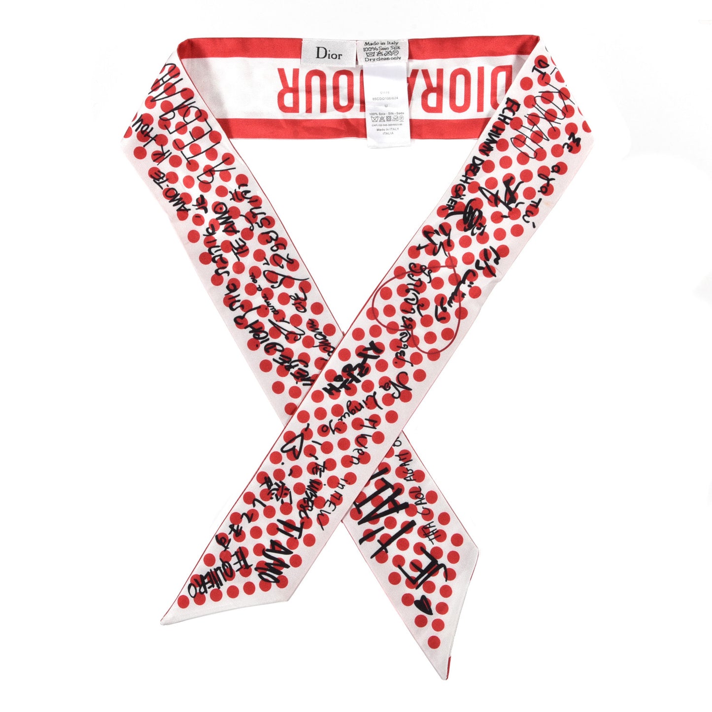 Silk Dots Dioramour Mitzah Scarf White Red