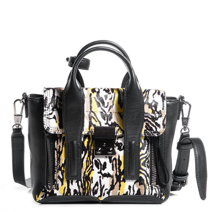 3.1 Phillip Lim 3.1 Calf Hair Leather Tiger Print Mini Pashli Satchel Lime Black 1 of 10
