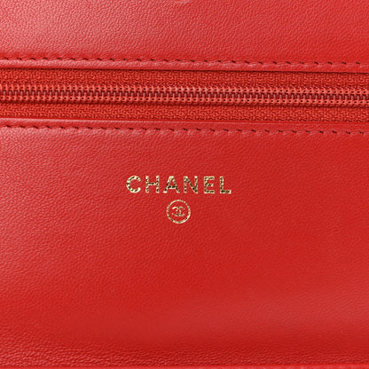 Chanel Lambskin Quilted Boy Wallet On Chain WOC Red 6 of 12