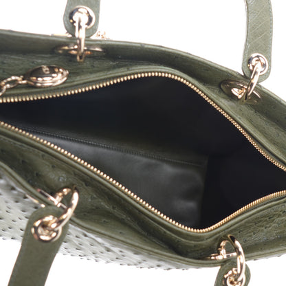Christian Dior Ostrich Large Lady Dior Green 5 of 7