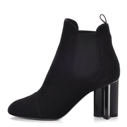 Louis Vuitton Suede Monogram Uniformes Cap Toe Chelsea 80mm Ankle Boots 38 Black 1 of 10