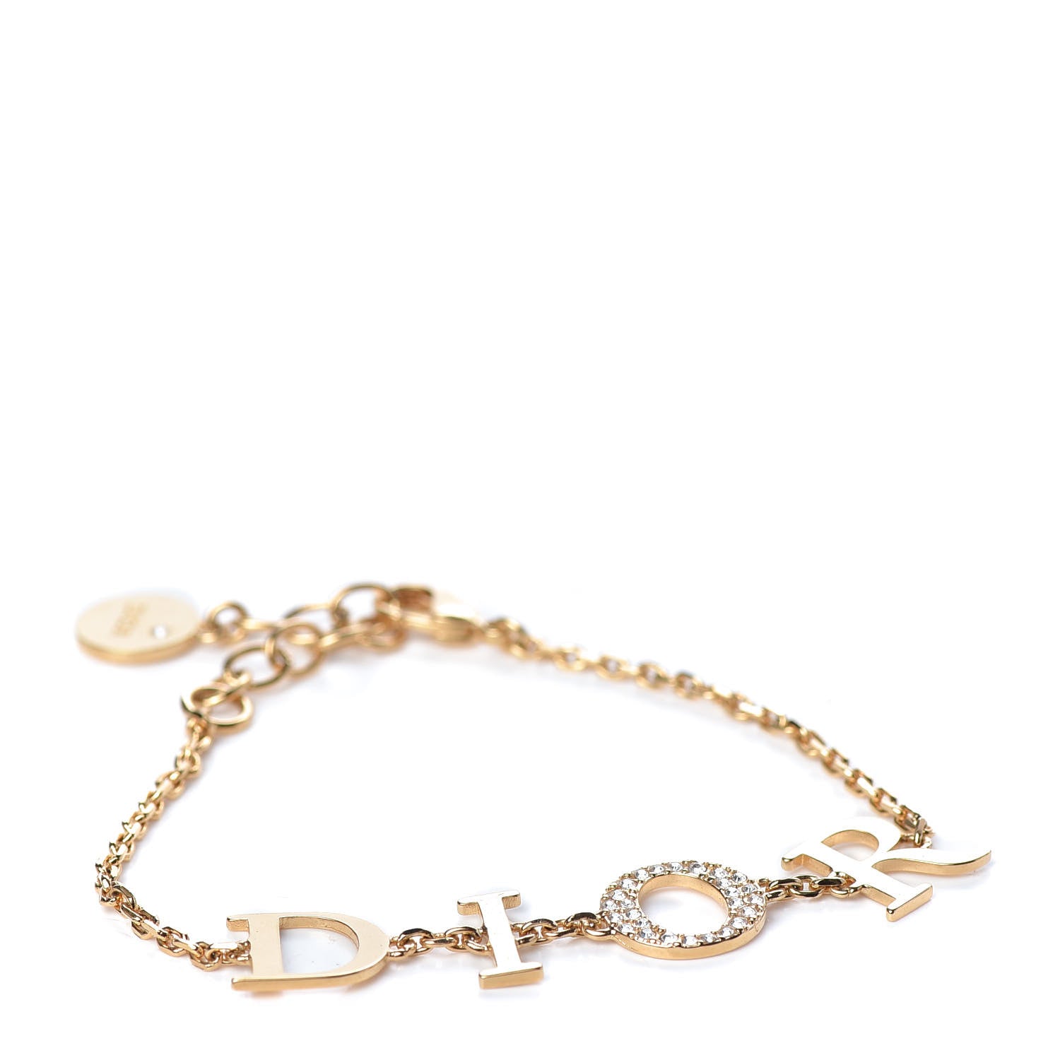 Christian Dior Crystal Logo Bracelet Gold 1 of 4
