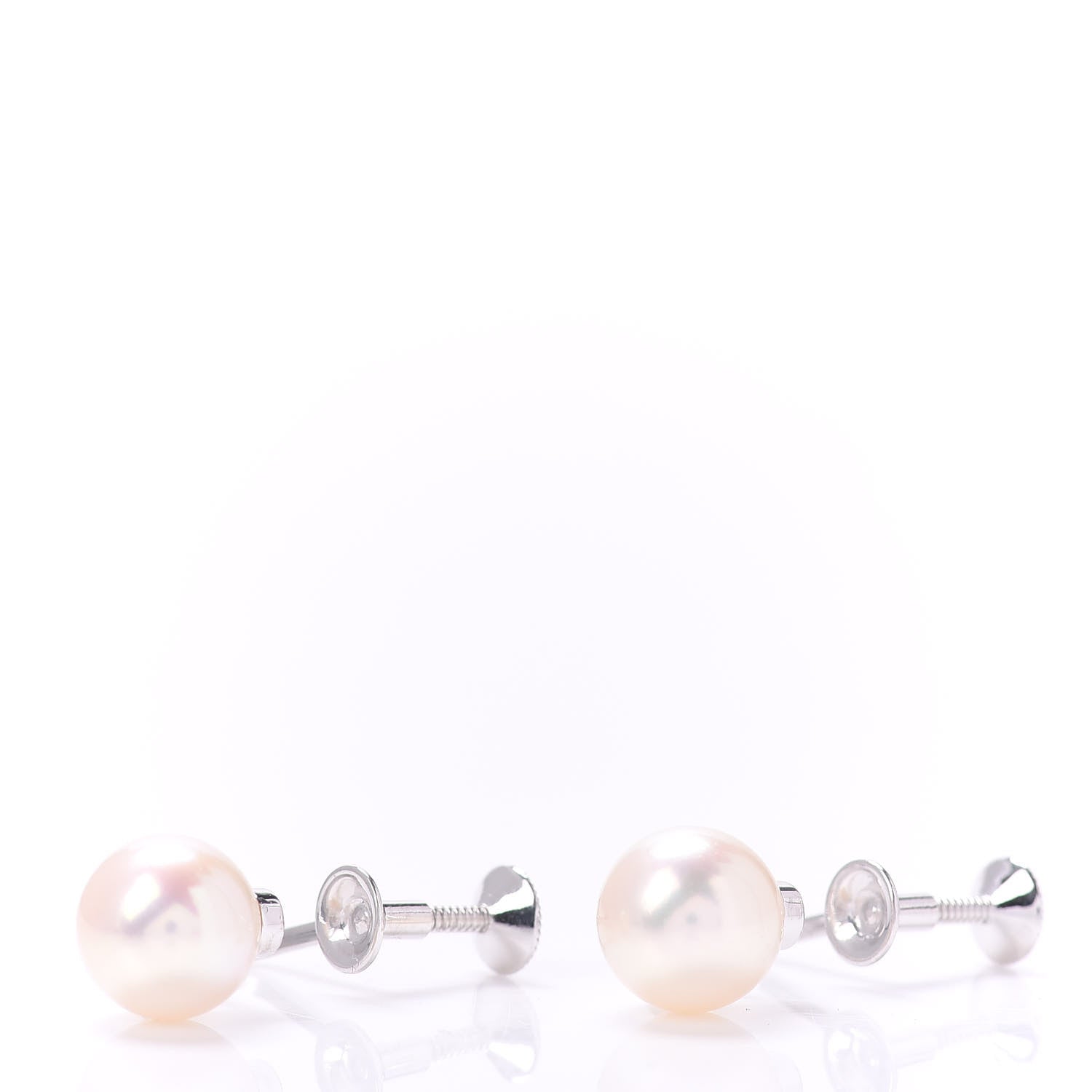 Mikimoto 14K White Gold Akoya Pearl 8mm Screw Back Earrings 3 of 4