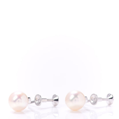Mikimoto 14K White Gold Akoya Pearl 8mm Screw Back Earrings 3 of 4