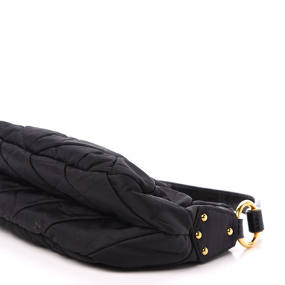 Prada Tessuto Nylon Chevron Quilted Shoulder Bag Black 8 of 11
