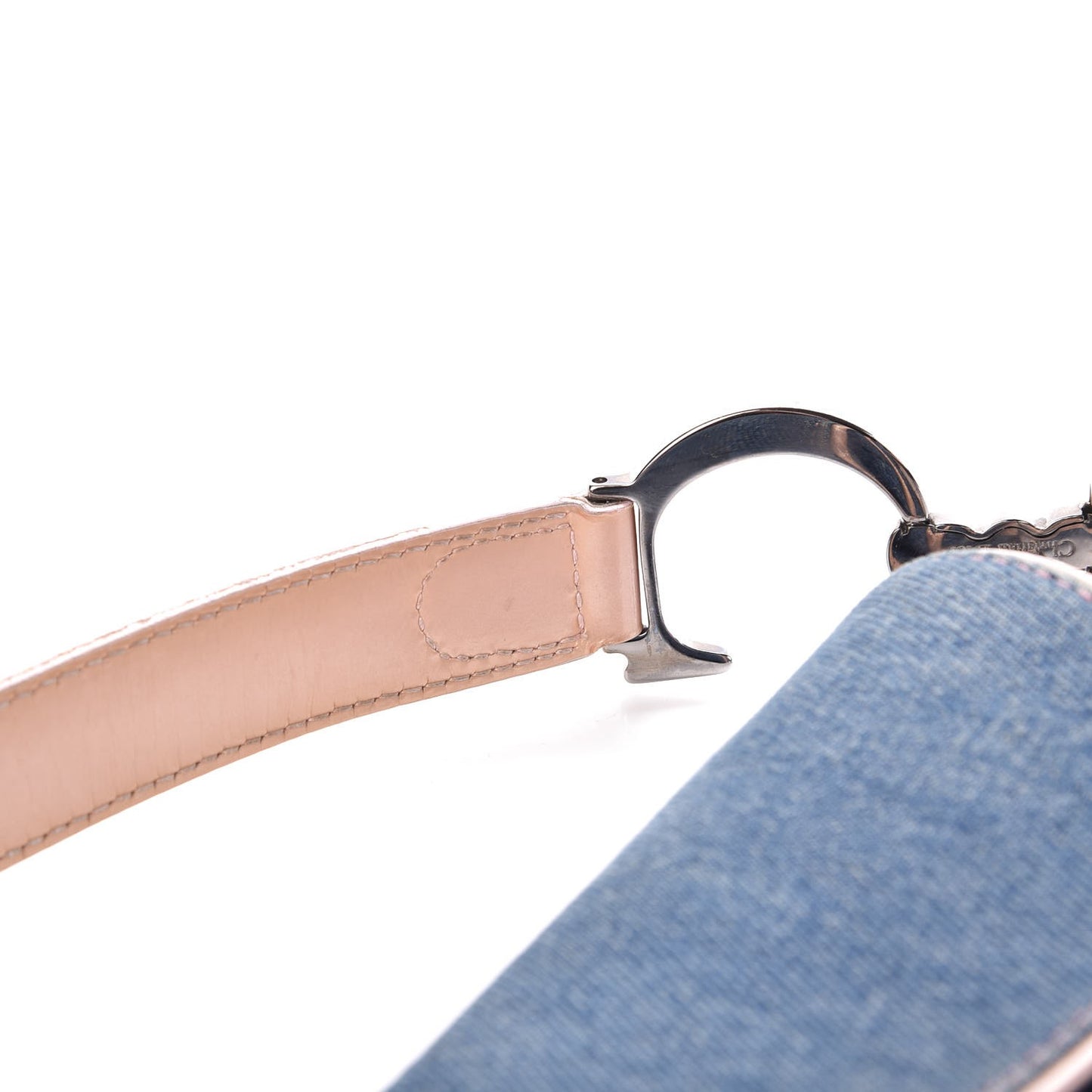 Patent Denim Jeans Saddle Bag Blue Pink