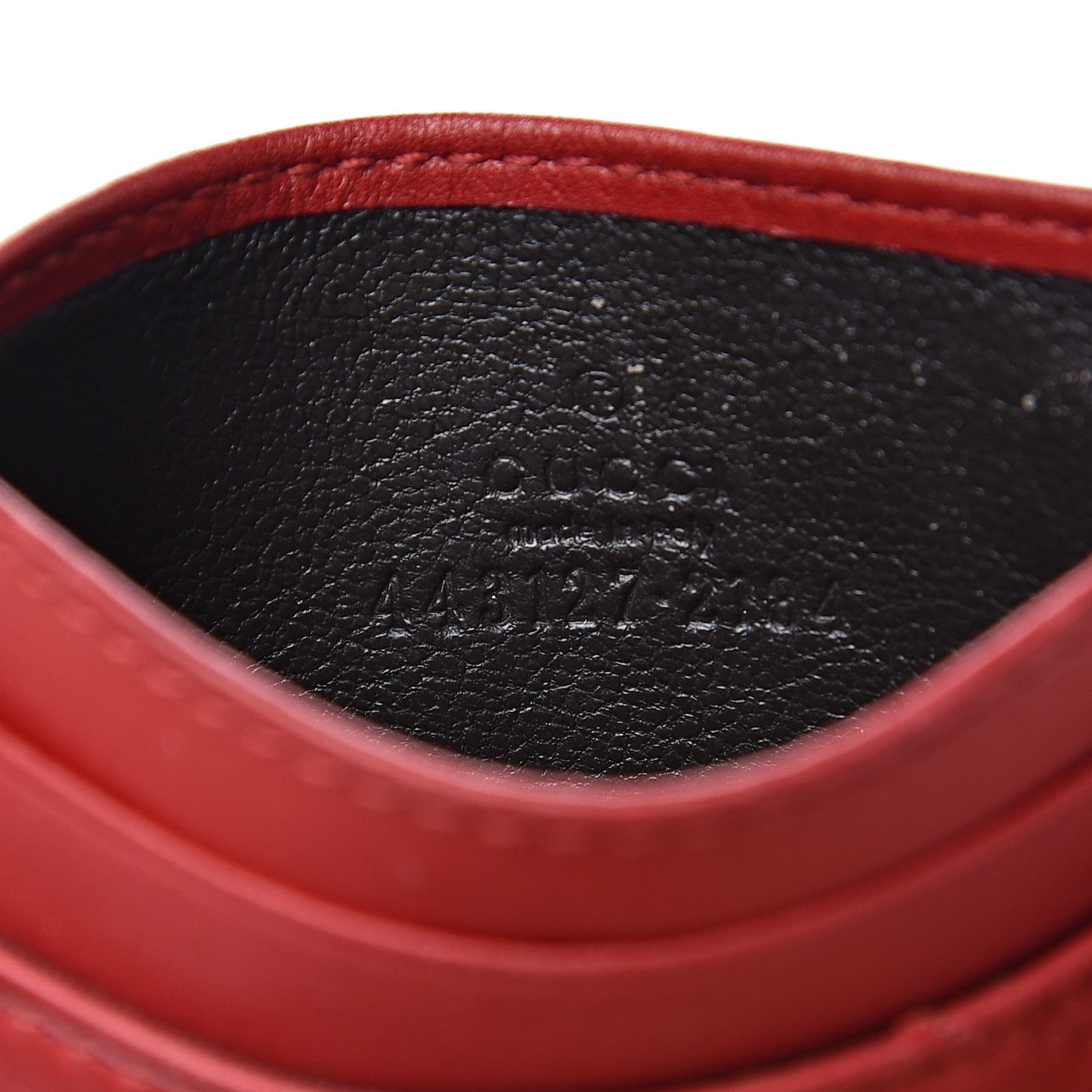 Calfskin Matelasse GG Marmont Card Holder Hibiscus Red
