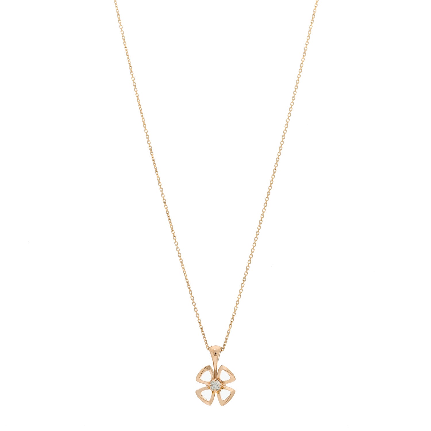 Bulgari 18K Rose Gold Diamond Fiorever Pendant Necklace 1 of 8