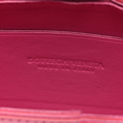 Bottega Veneta Metallic Patent Calfskin Maxi Intrecciato Extra Mini Cassette Crossbody Bag Pink 6 of 9