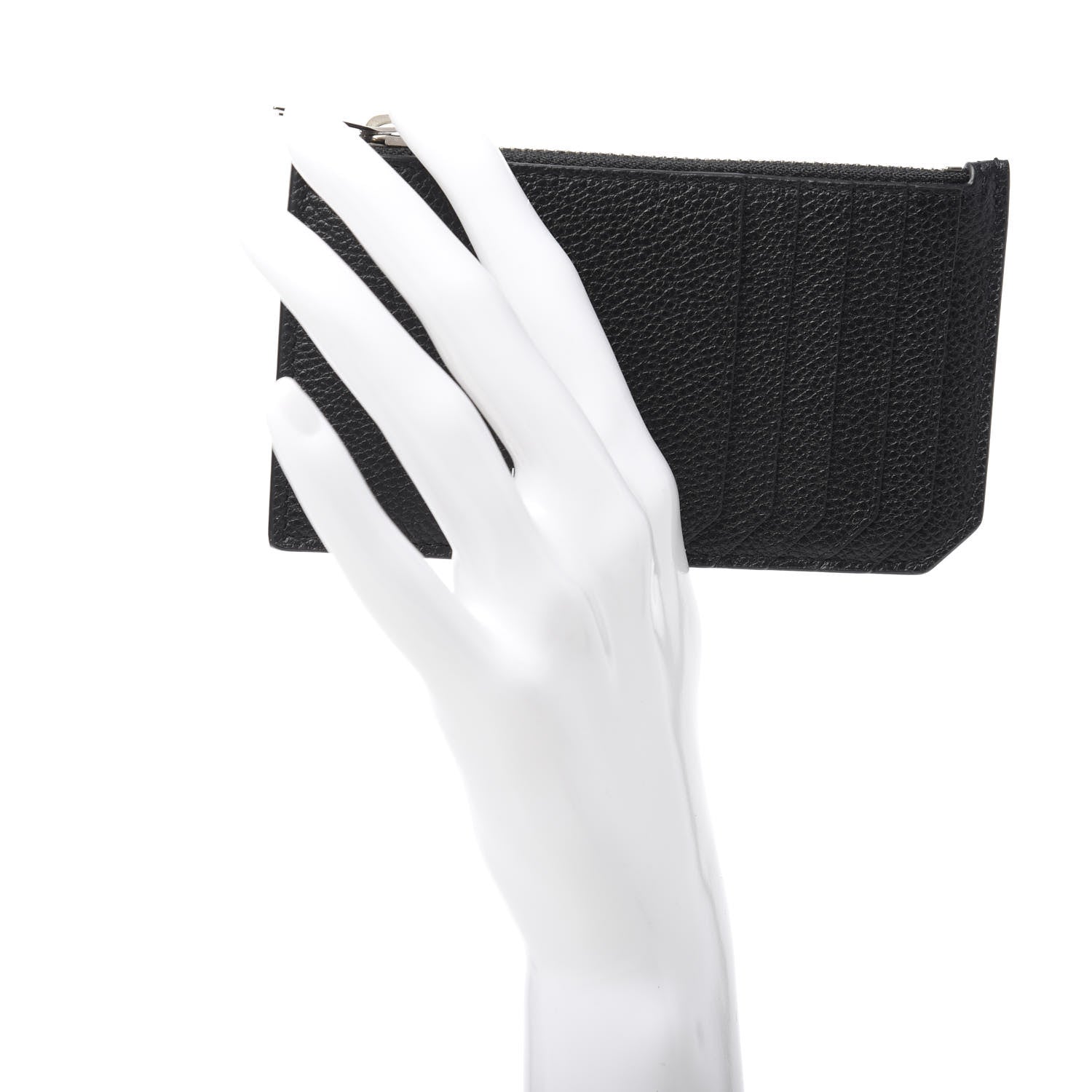 Saint Laurent Grained Calfskin 5 Fragments Zip Pouch Card Holder Black 2 of 7
