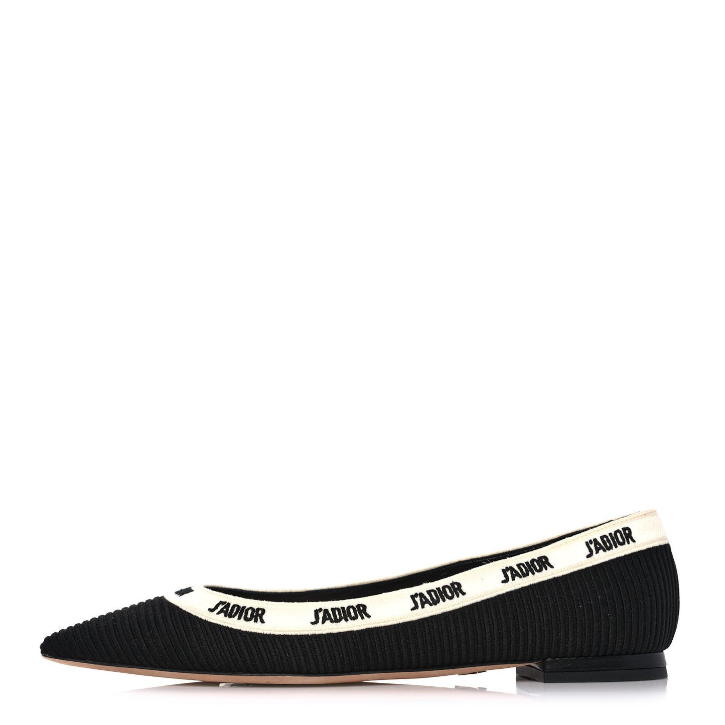 Fabric Ribbon Embroidered J'Adior Ballet Flats 37 Black