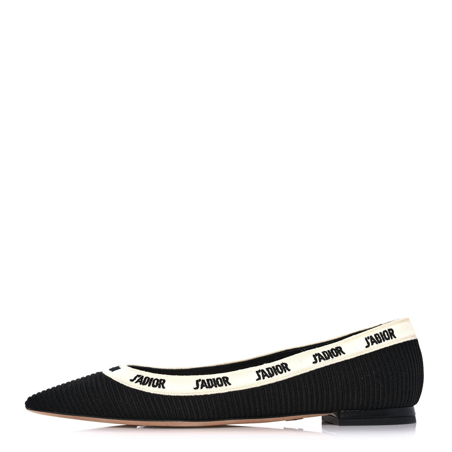 Christian Dior Fabric Ribbon Embroidered J'Adior Ballet Flats 37 Black 1 of 10