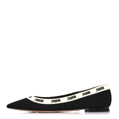 Christian Dior Fabric Ribbon Embroidered J'Adior Ballet Flats 37 Black 1 of 10