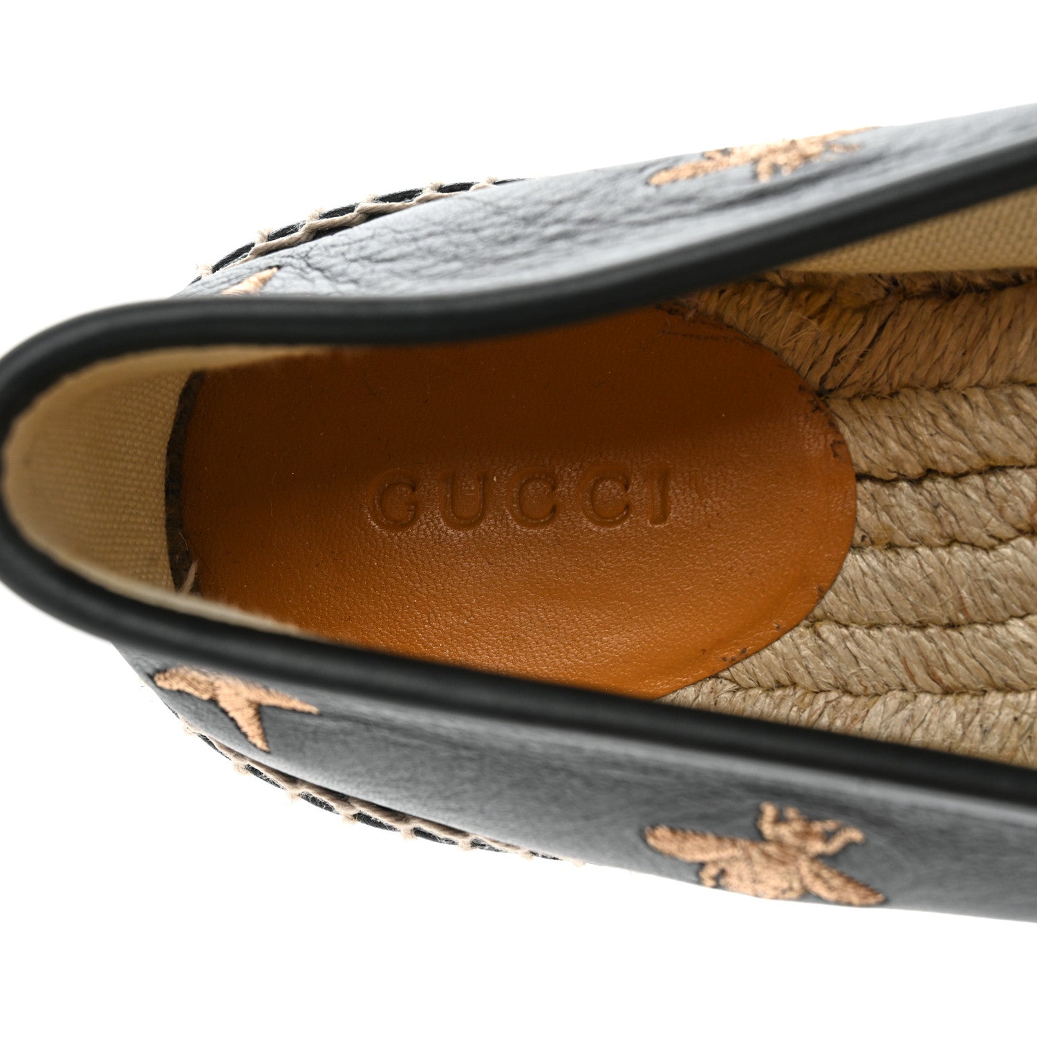 Gucci Calfskin Bee Star Embroidered Espadrilles 38 Black 8 of 13