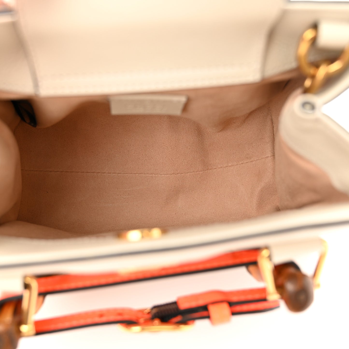 Wonka Grain Calfskin Mini Diana Tote Bag Mystic White Orange Fluo