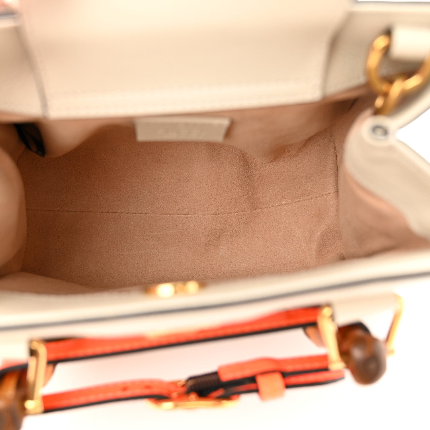 Gucci Wonka Grain Calfskin Mini Diana Tote Bag Mystic White Orange Fluo 5 of 11