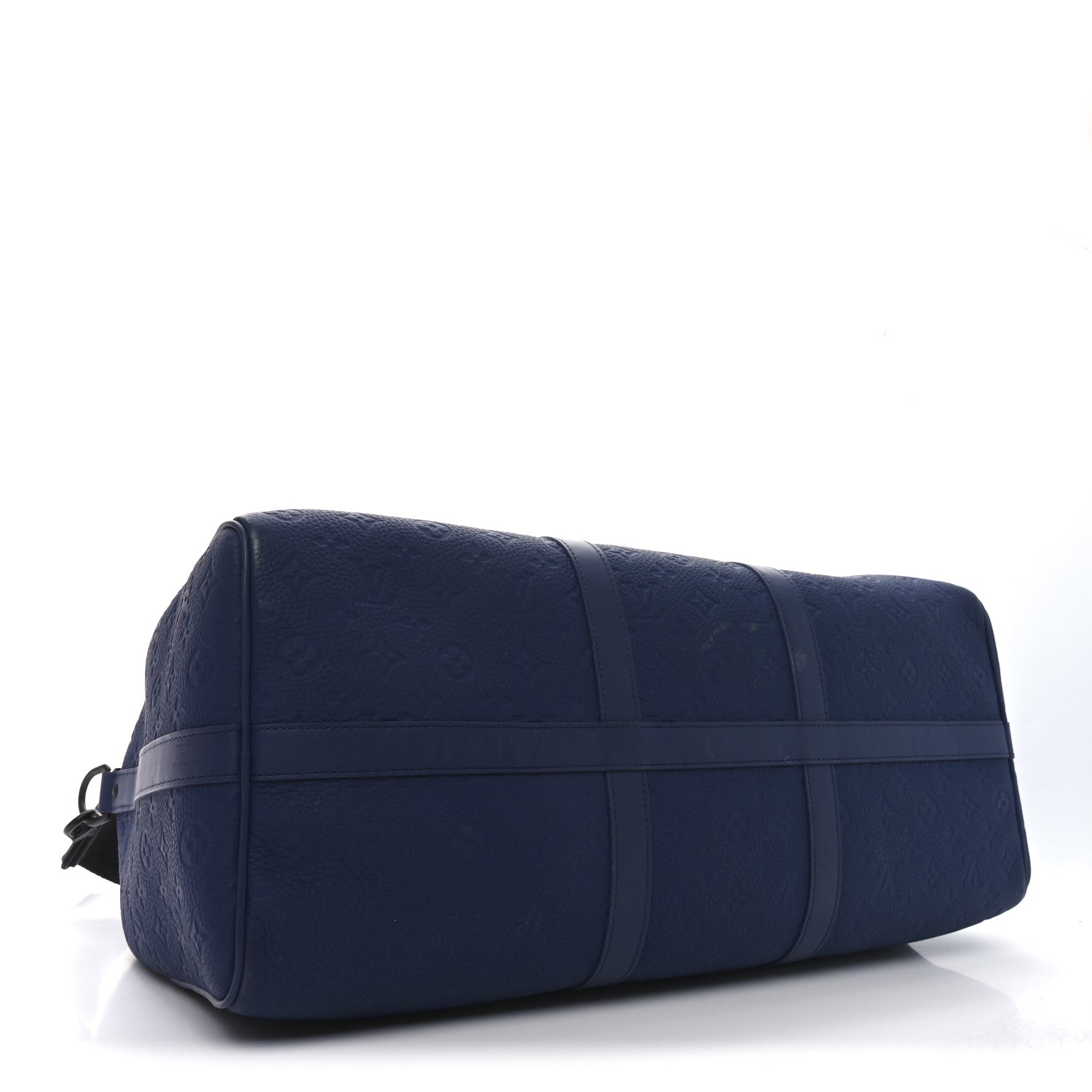 Louis Vuitton Embossed Calfskin Monogram Shadow Keepall Bandouliere 50 Navy Blue 3 of 8