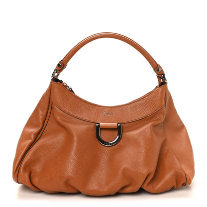 Gucci Calfskin Large D Gold Ring Hobo Brown 1 of 11