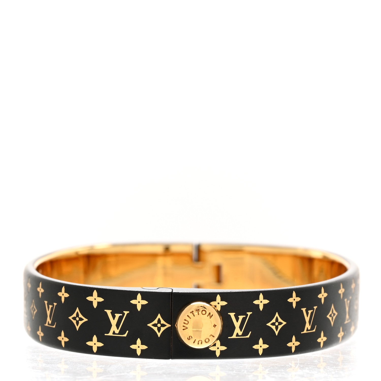 Louis Vuitton Monogram Nanogram Cuff S Black Gold 4 of 6