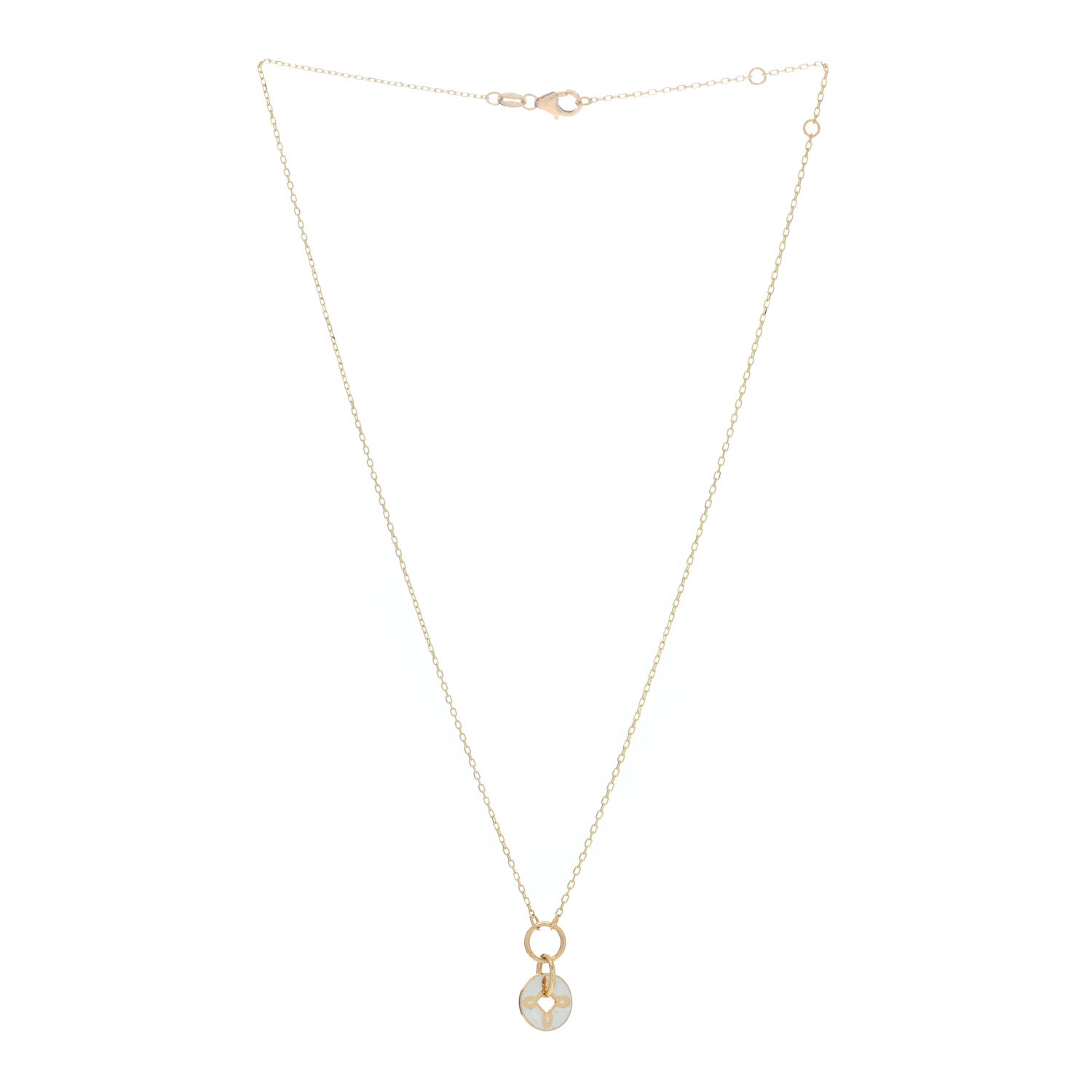 Foundrae 18K Yellow Gold Enamel Petite Champleve True Love Knot Necklace White White 2 of 6