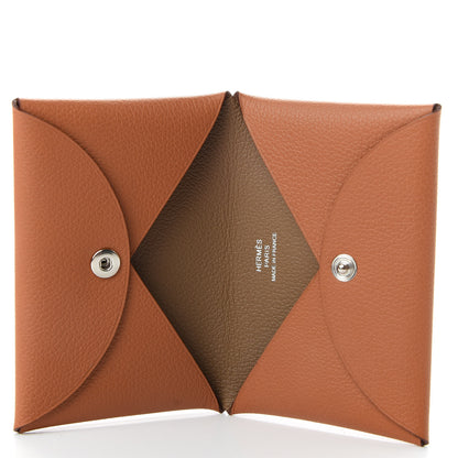 Hermes Evercolor Calvi Verso Card Case Gold Beige De Weimar 5 of 7