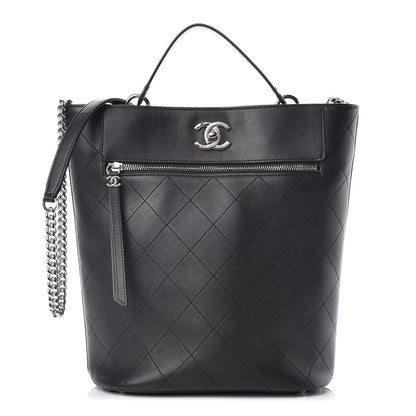Chanel Calfskin Stitched Bucket Bag Black 1 of 12