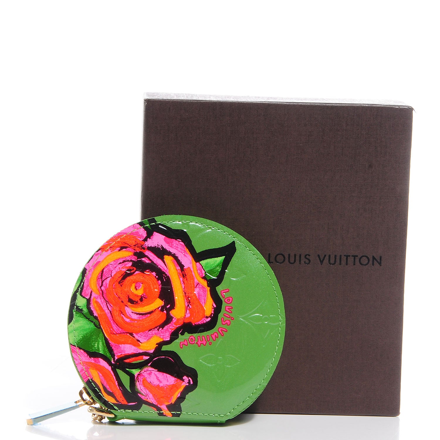 Louis Vuitton Vernis Roses Chapeau Coin Purse Vert Tonic 5 of 8
