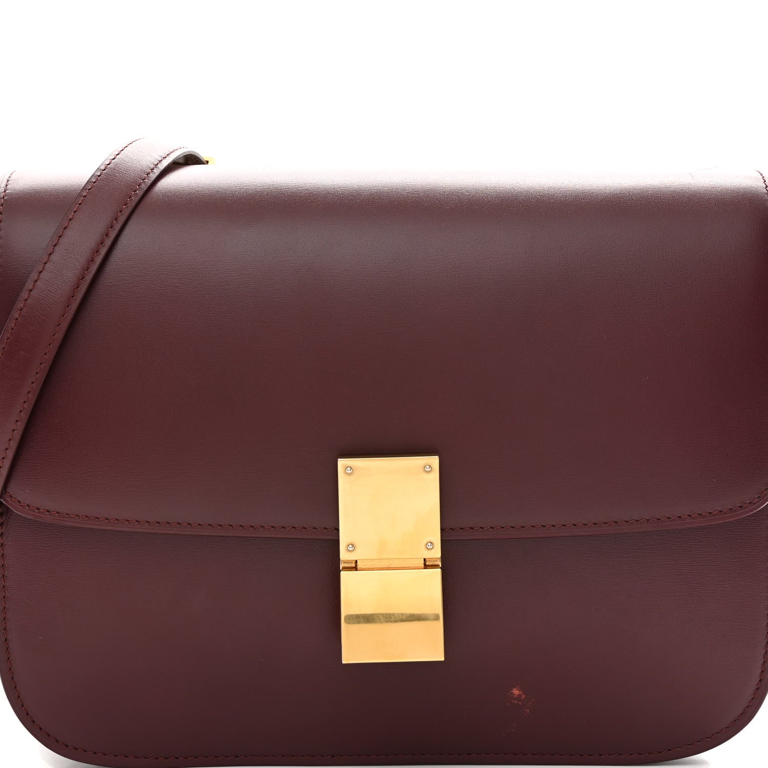 Celine Box Calfskin Medium Classic Box Flap Bag Burgundy 7 of 13