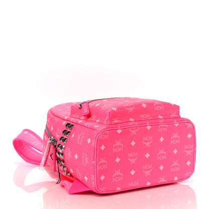 MCM Visetos Small Side Stud Stark Backpack Neon Pink 3 of 9