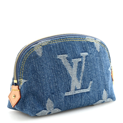 Louis Vuitton Denim Giant Monogram Pochette Cosmetique PM Denim Blue 3 of 6