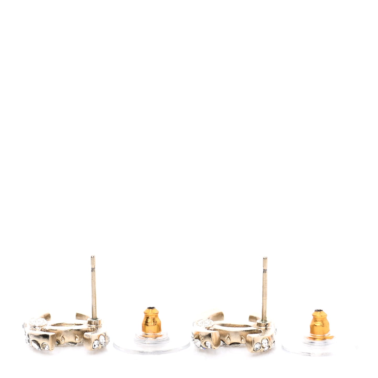 Crystal Studded CC Earrings Gold