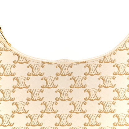 Celine Canvas Calfskin Ava Triomphe Shoulder Bag White 8 of 12