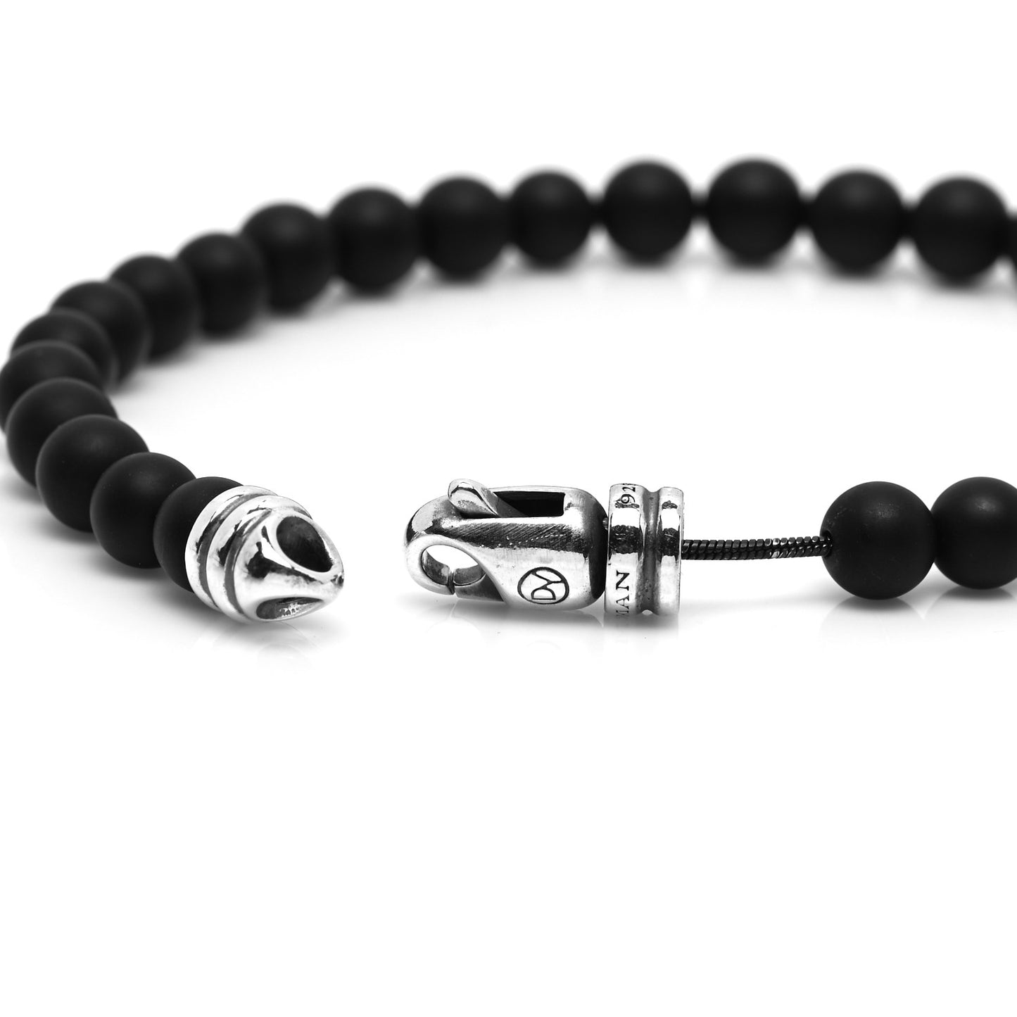 Sterling Silver Black Onyx 6mm Spiritual Beads Bracelet