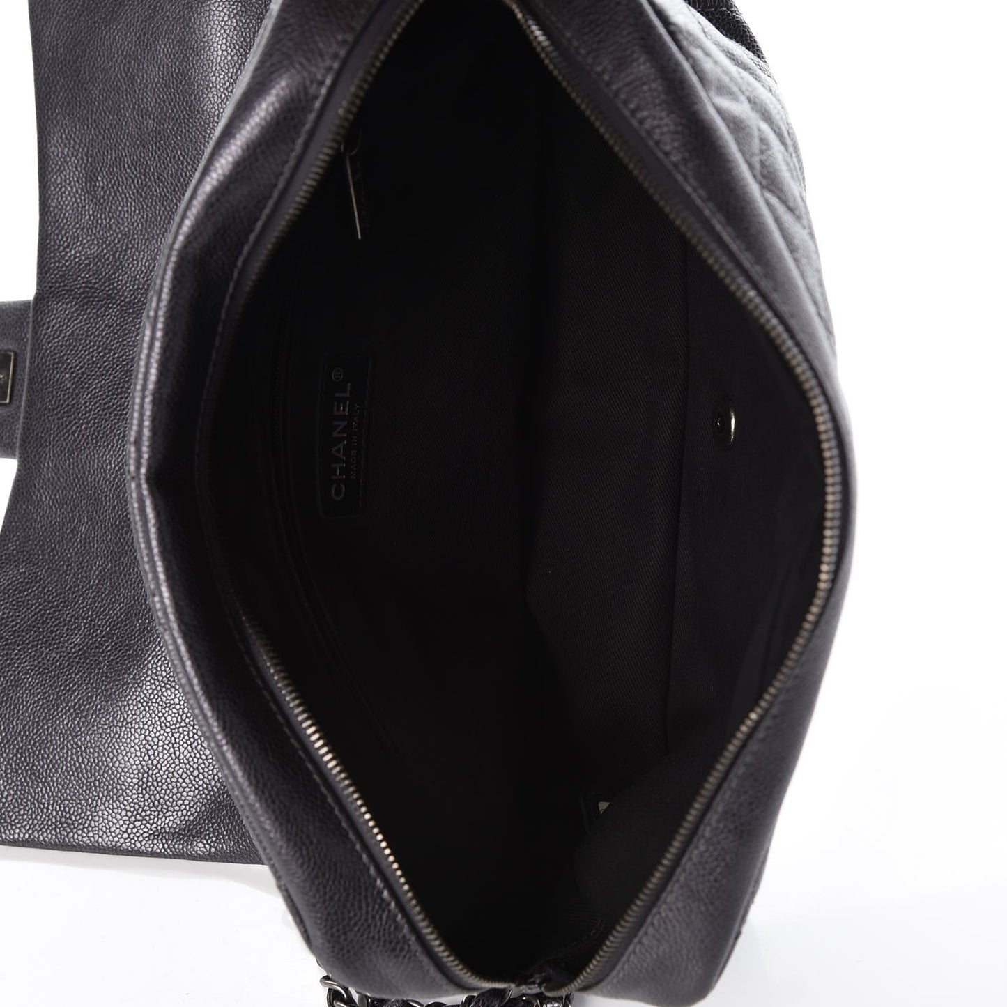 Iridescent Caviar Quilted Large Flap Grey