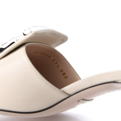 Gucci Malaga Kid Crystal Square G Madelyn Mules 37.5 Vintage White 8 of 9