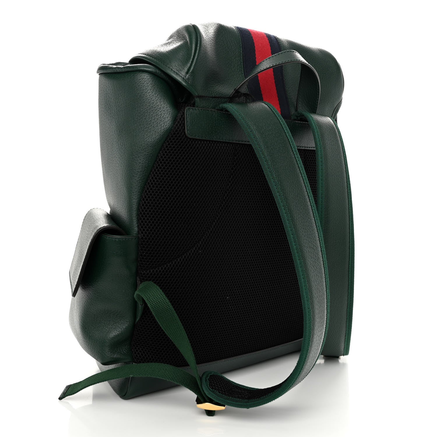 Gucci Grained Calfskin Medium Ophidia Double Buckle Backpack Green 3 of 9