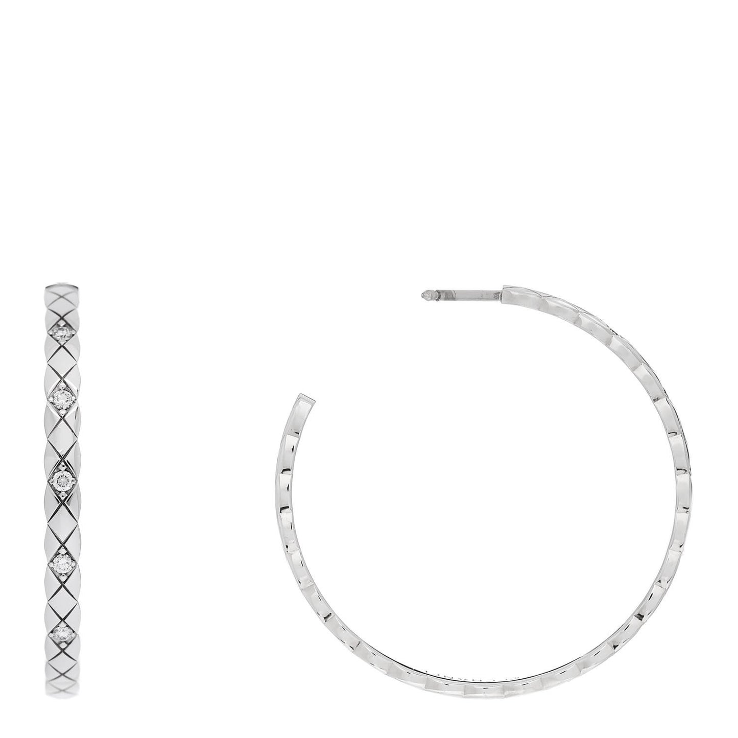 18K White Gold Diamond Coco Crush Hoop Earrings