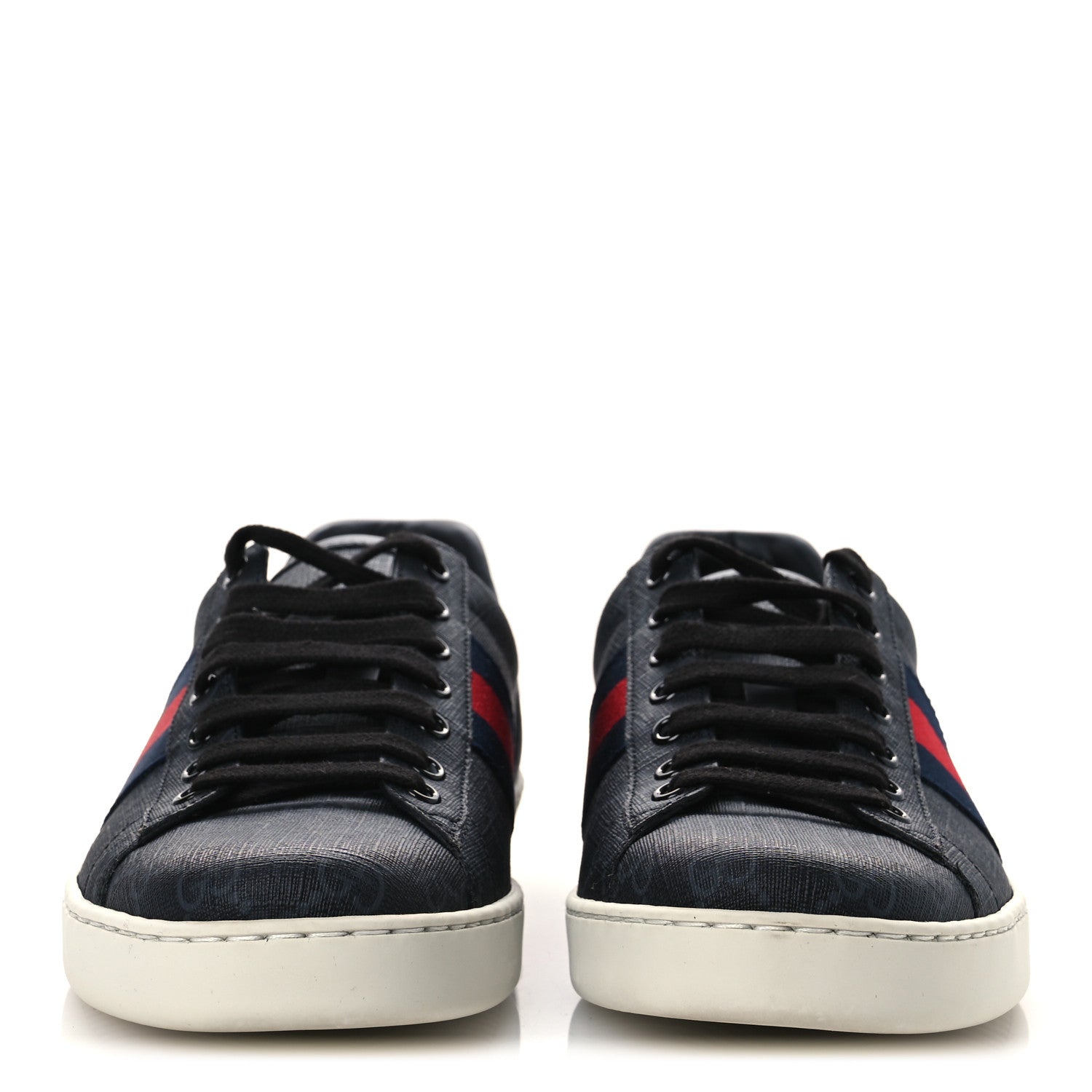 Gucci GG Supreme Monogram Ayers Web Mens New Ace Sneakers 9 Black 3 of 12