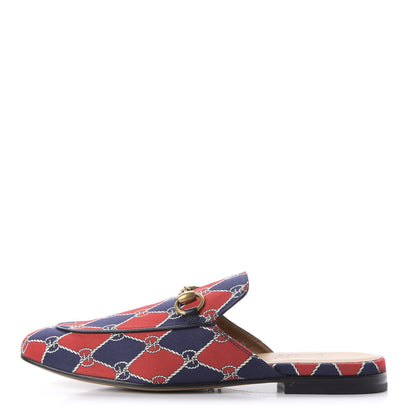 Gucci Mini GG Rhombus Chain Mens Princetown Slippers 5 Royal Bleuett Red 1 of 9