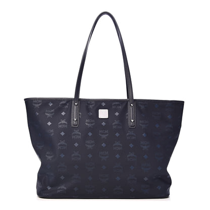 MCM Nylon Monogram Medium Dieter Shopper Tote Navy 3 of 10