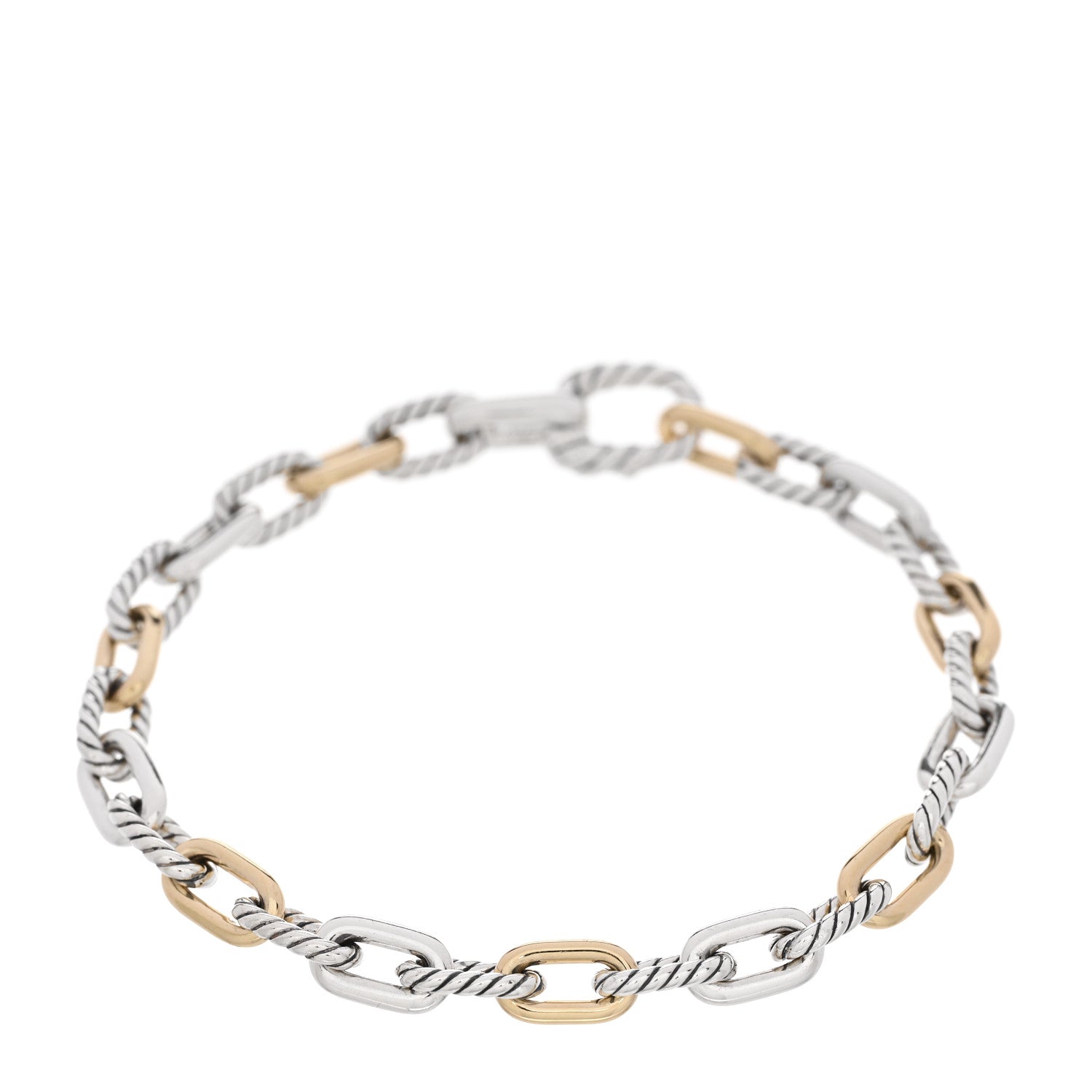 David Yurman Sterling Silver 18K Yellow Gold 5.5mm DY Madison Link Chain Bracelet 1 of 3
