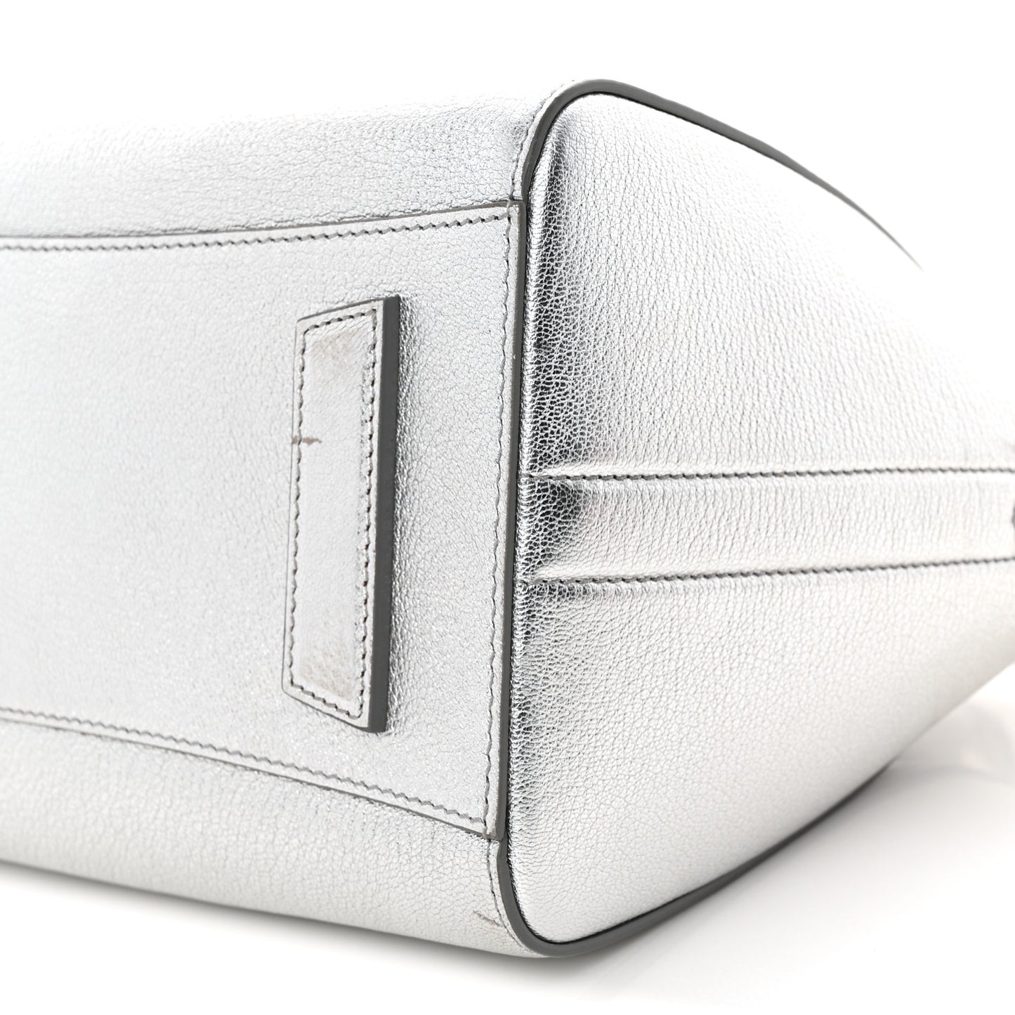 Metallic Sugar Goatskin Small Antigona Silver
