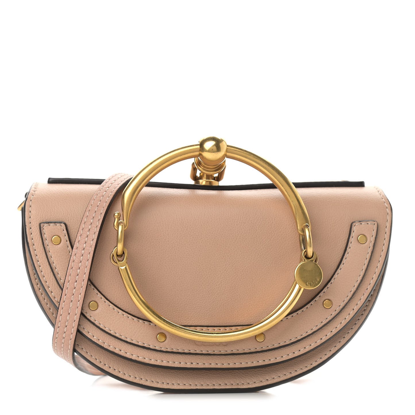 Calfskin Small Nile Bracelet Minaudiere Bag Biscotti Beige