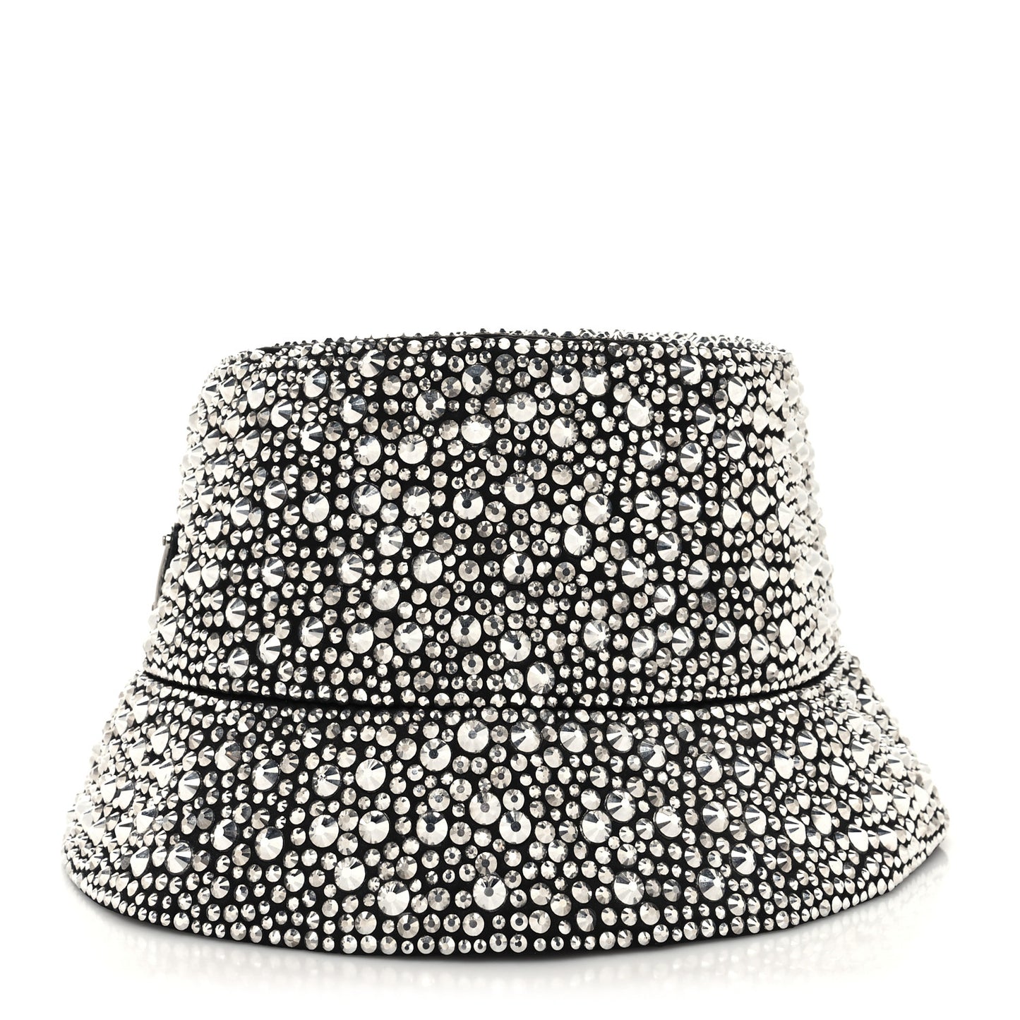 Satin Crystal Metal Triangle Logo Womens Bucket Hat M Metal