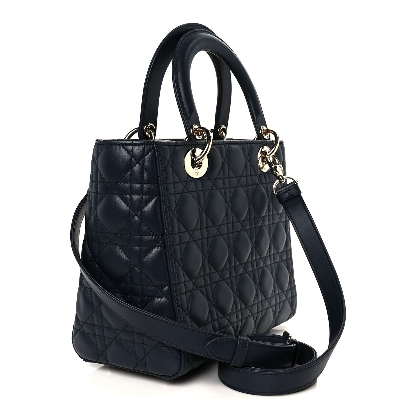 Lambskin Cannage Medium Lady Dior Navy Blue