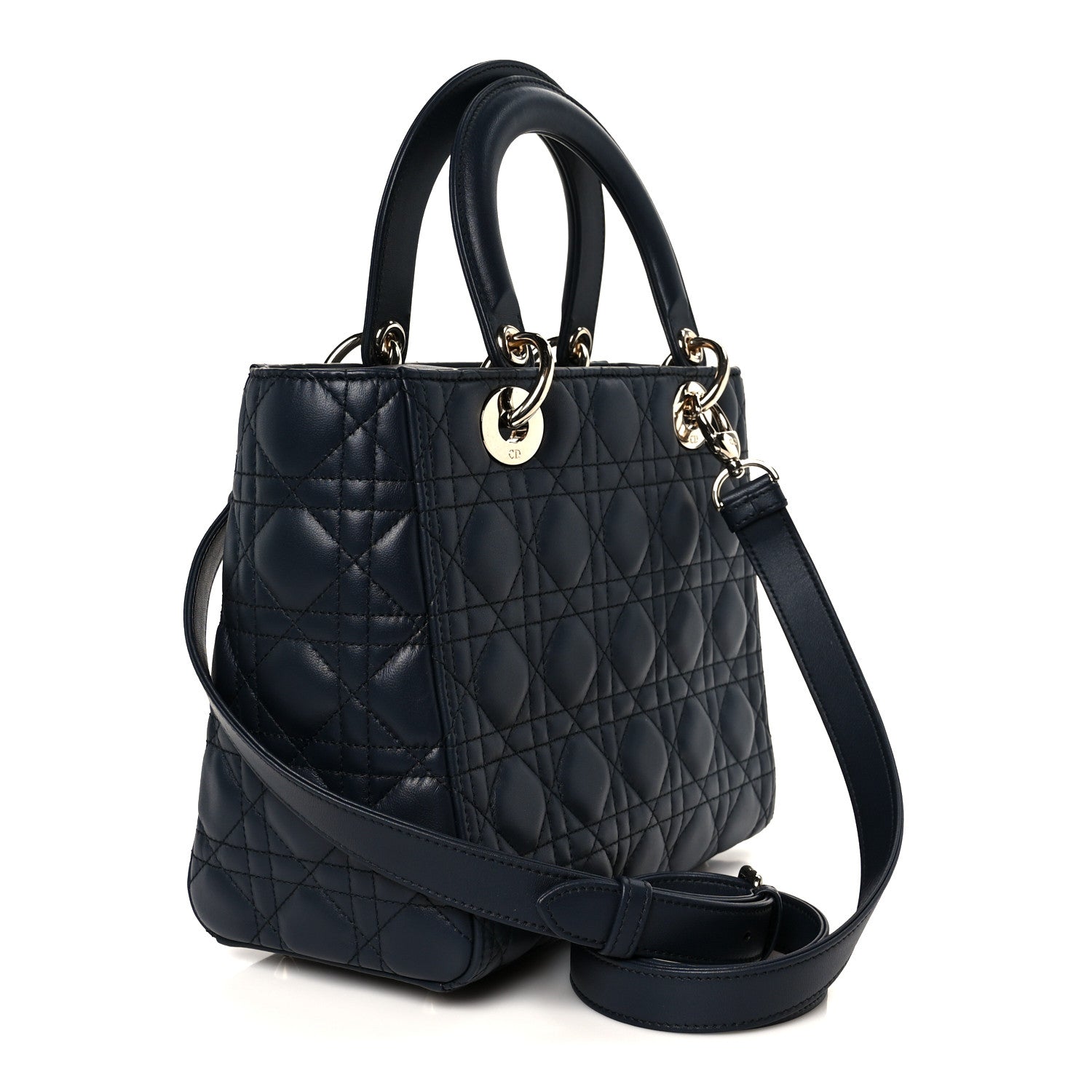 Christian Dior Lambskin Cannage Medium Lady Dior Navy Blue 3 of 10