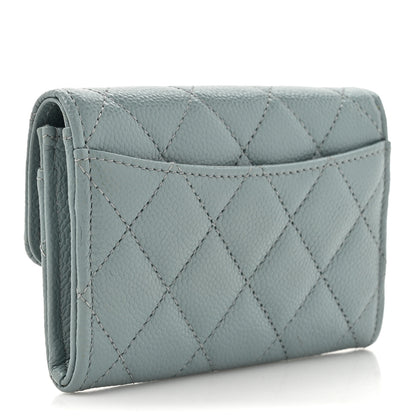 Chanel Caviar Quilted Flap Card Holder Wallet Blue 3 of 8