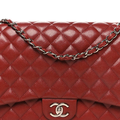 Chanel Caviar Quilted Maxi Double Flap Dark Red 8 of 10
